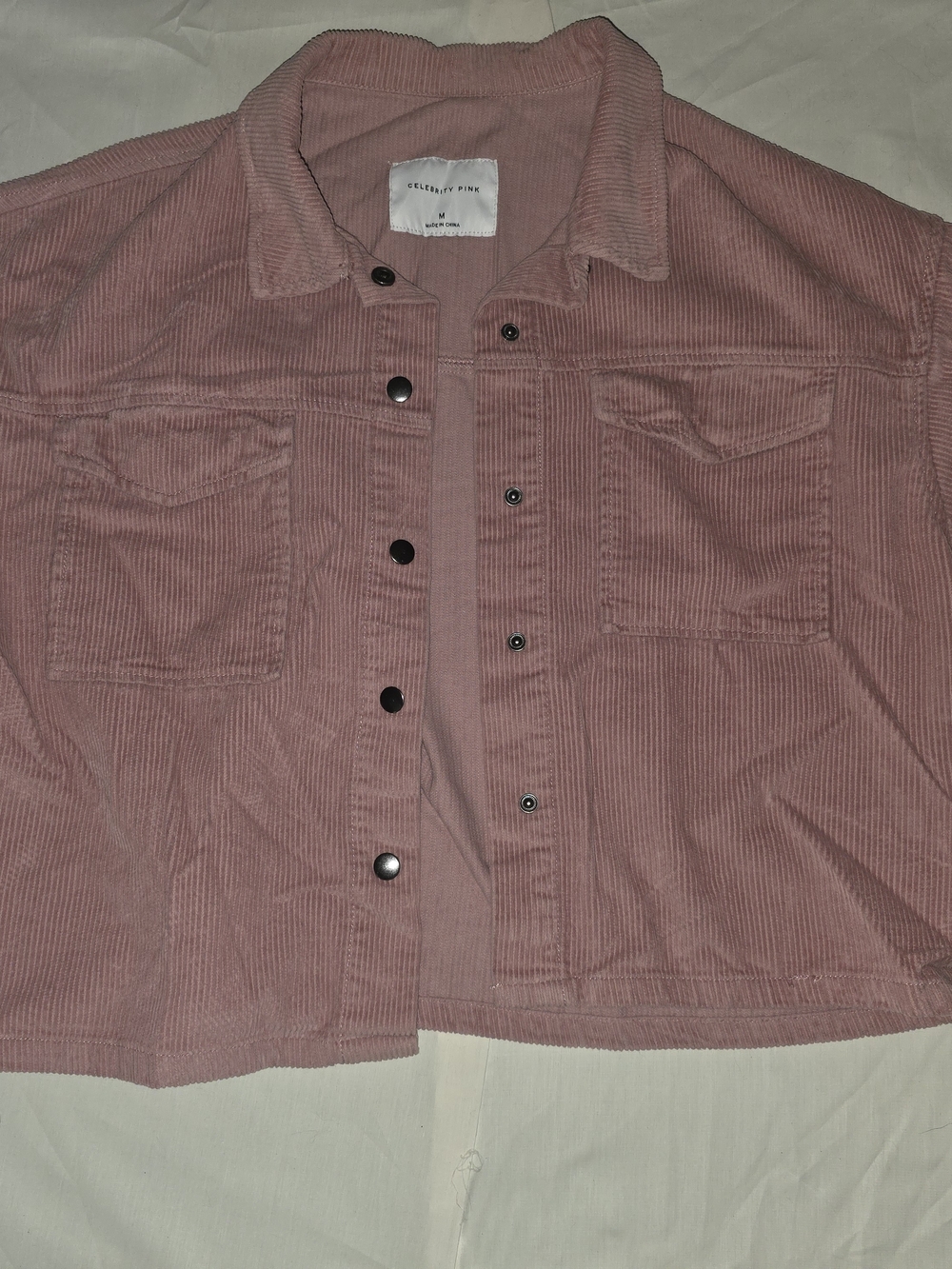 Celebrity Pink Men’s Pink Corduroy Button-Down Shirt Jacket